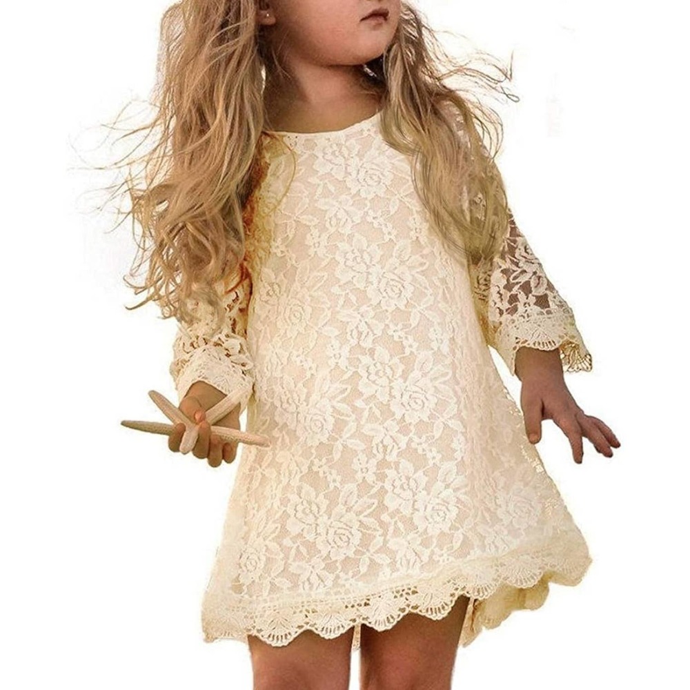 Flower Girl Dress, Lace Dress 3/4 Sleeve Dress 3T
